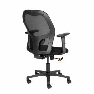 Black Mesh Backrest Mid Back Office Chair with Height Adjustable Arms Back View
