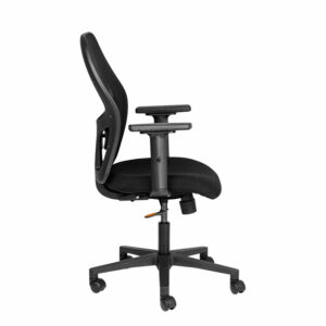 Black Mesh Backrest Mid Back Office Chair with Height Adjustable Arms Side View